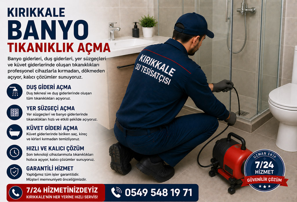Kırıkkale Banyo Tıkanıklık Açma